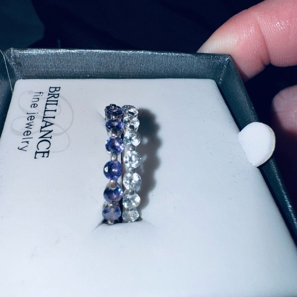 Multi Color 3 Band Set Of Eternity Rings Stackable Wedding Bands Size  7 - Picture 10 of 16